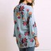 iFOMO Chiffon Cover Up Cardigan for Womens,Floral Print Kimono Beachwear Blouse Top Blue B07MH9SH5S